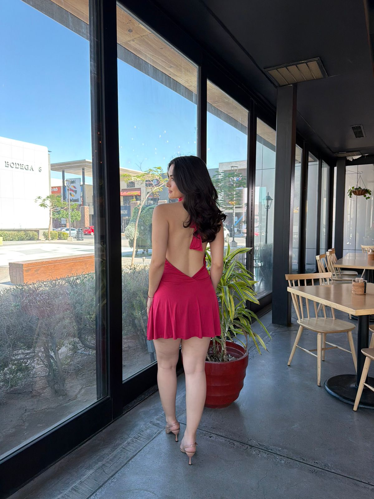 Vestido Halter Liso - Rojo