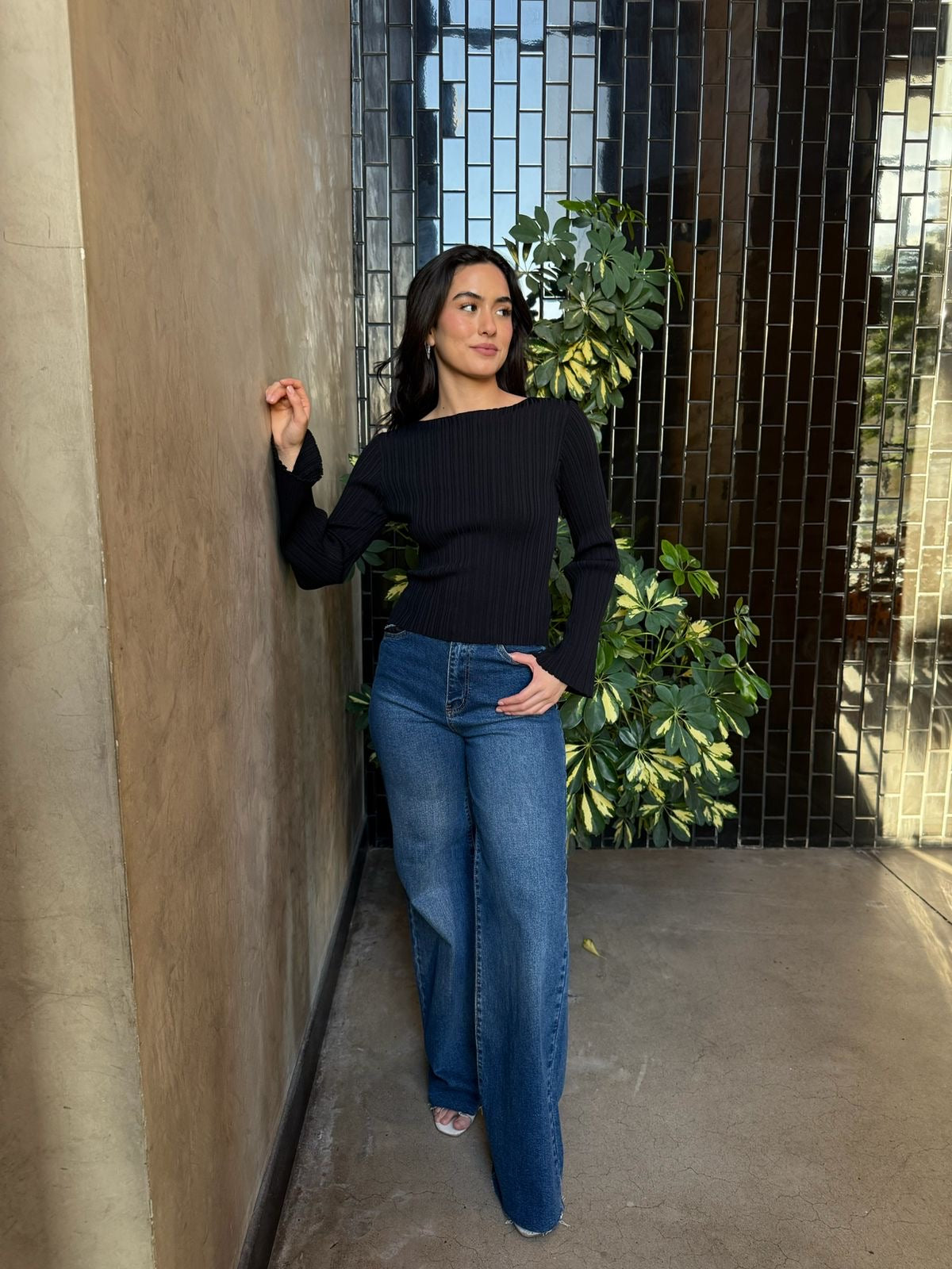 Blusa Manga Larga con Textura