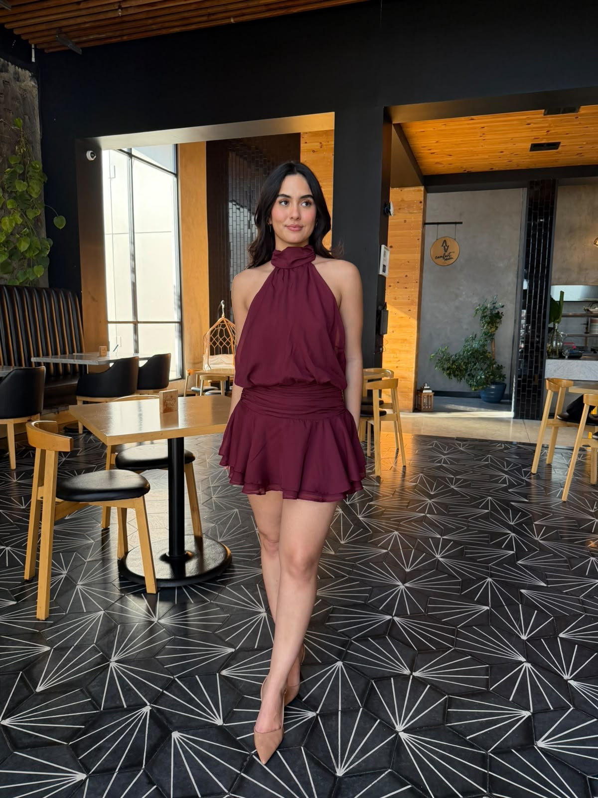 Vestido Halter Bombacho - Vino