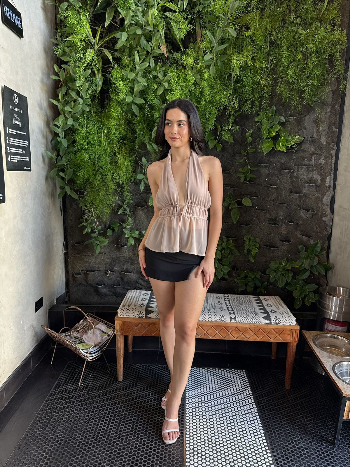 Blusa Halter Transparente