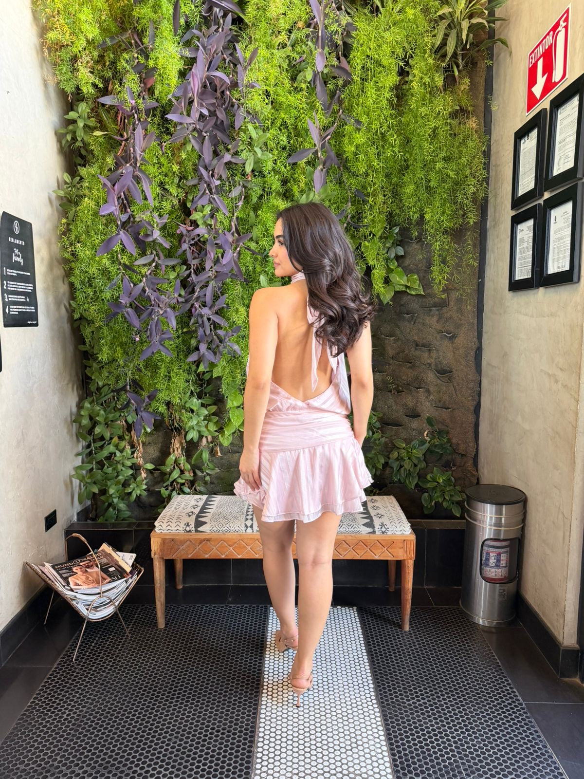Vestido Halter Rayas Bombacho