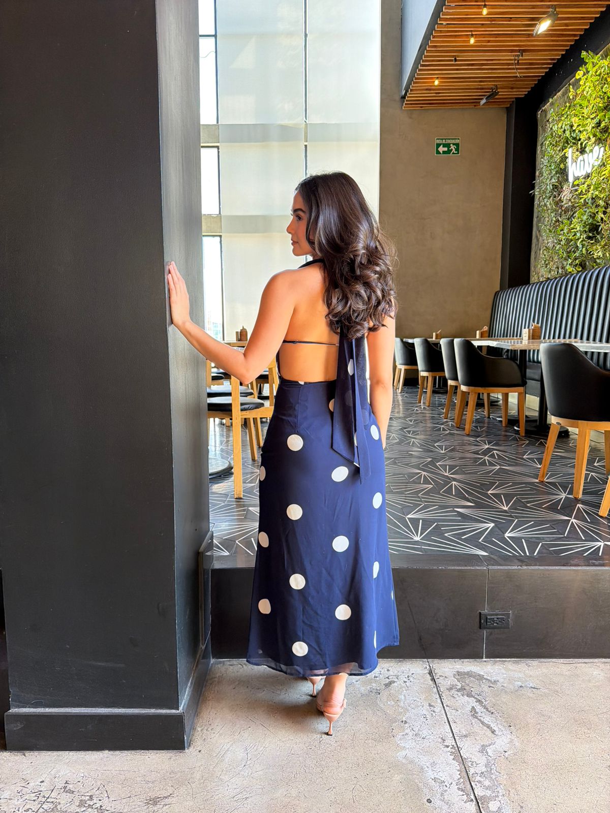 Vestido Halter Navy Dots