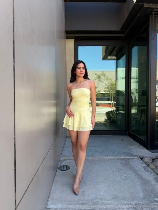 Vestido Strapless Amarillo