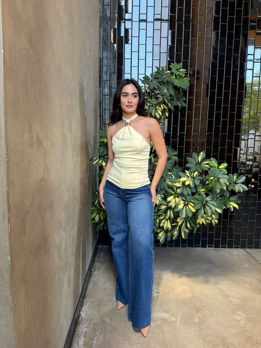 Blusa Halter con Argolla - Amarillo