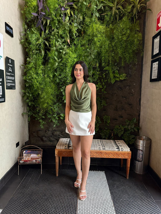 Blusa Halter Satinada