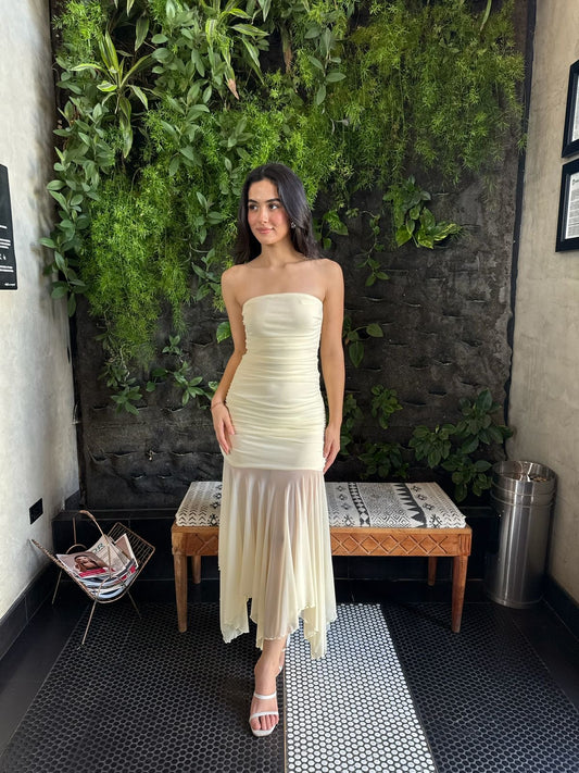 Vesto Strapless Corrugado Mesh