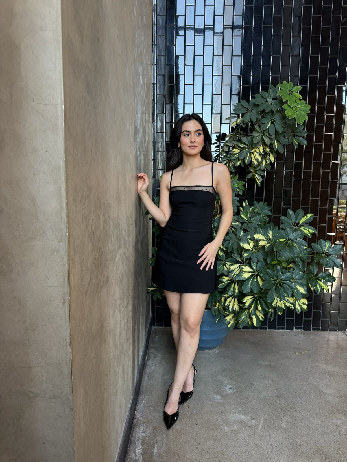 Vestido Escote Transparente Dots