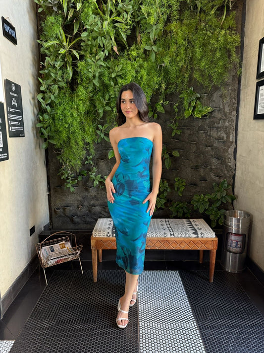 Vestido Strapless Turqueza