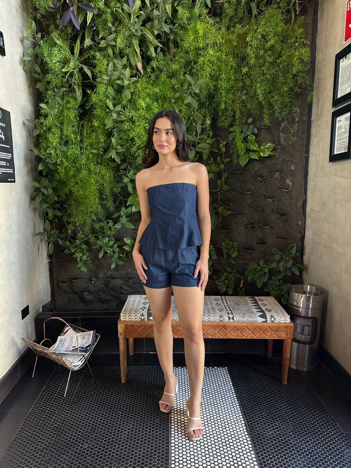 Conjunto Strapless Denim
