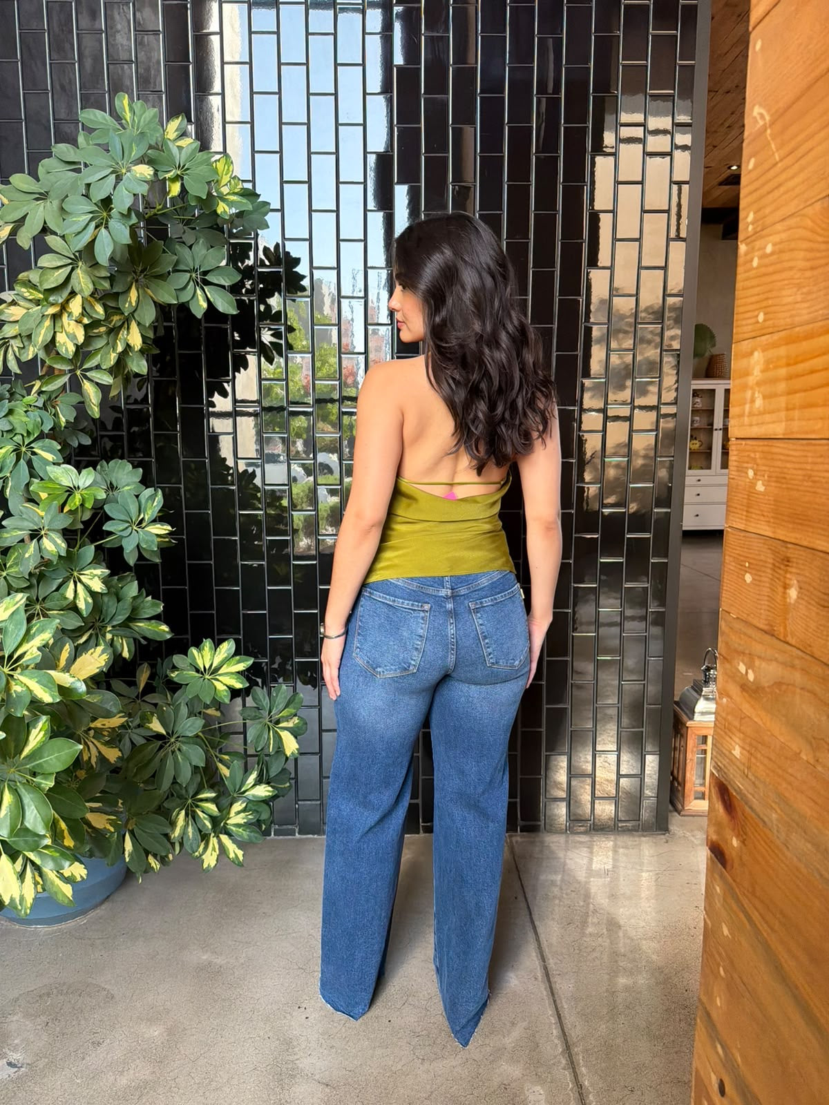 Blusa Halter Satinada - Verde