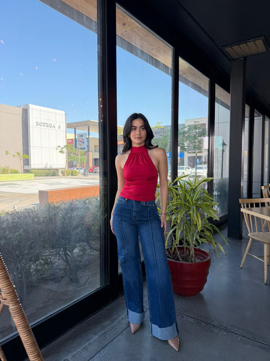 Top Halter Liso - Rojo