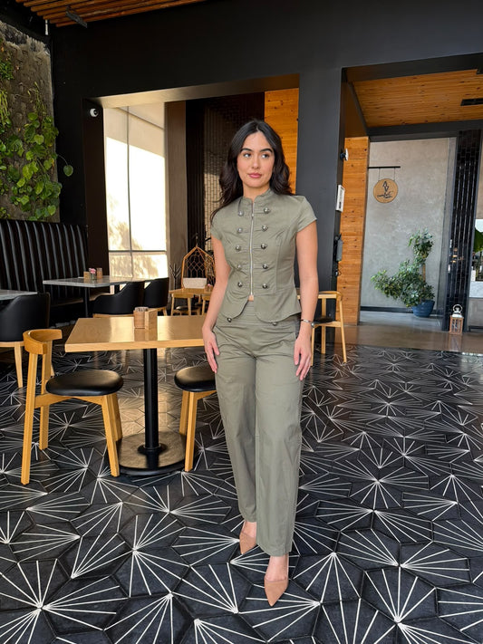 Conjunto estilo Army de Botones - Verde