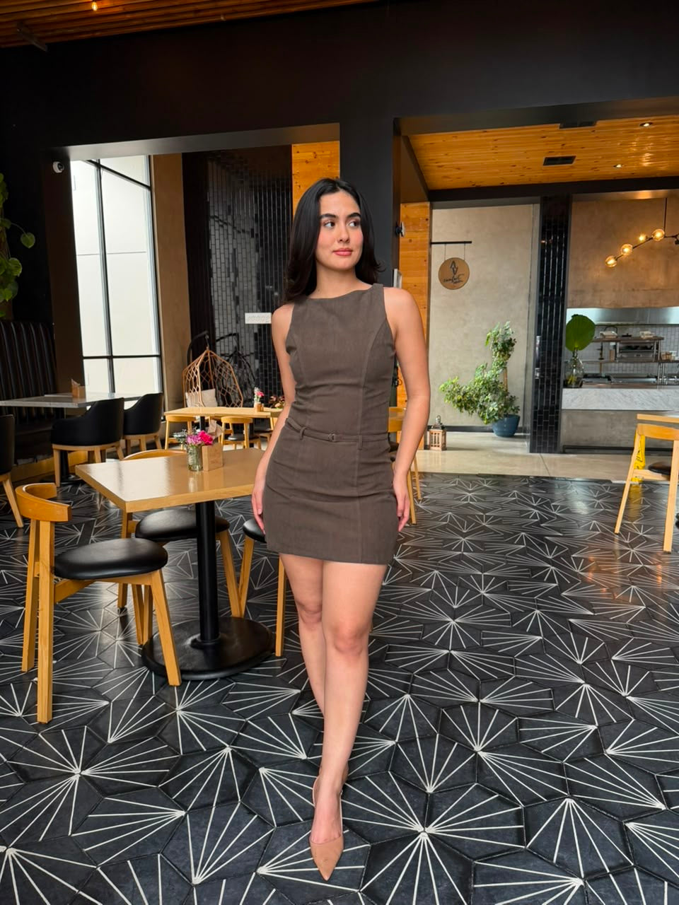 Vestido de Pana con Cinto - Verde Army