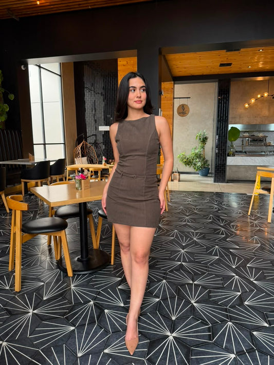 Vestido de Pana con Cinto - Verde Army