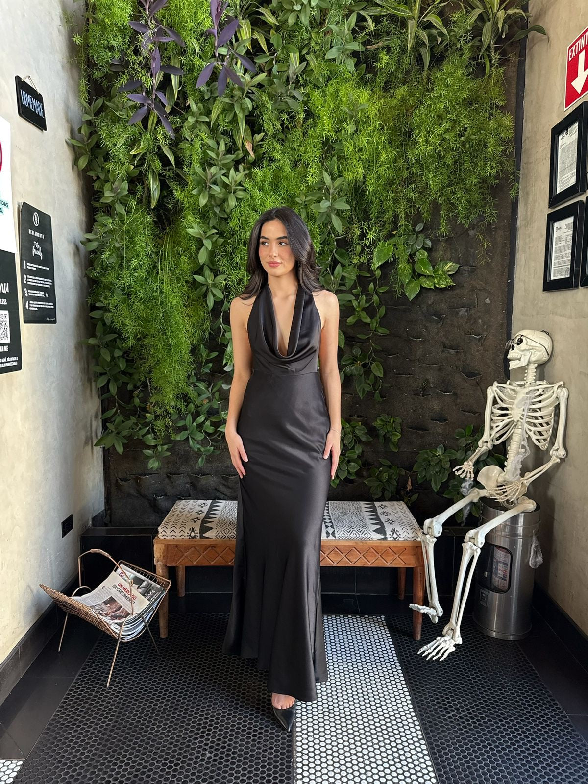 Vestido Halter Satin Largo