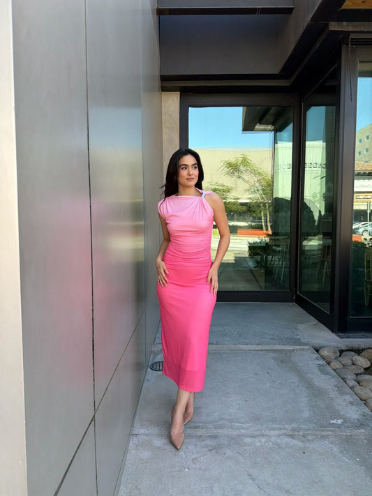 Vestido Mesh Degradado Rosa
