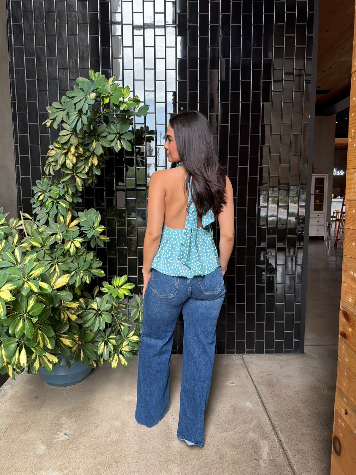 Blusa Halter Dots - Azul