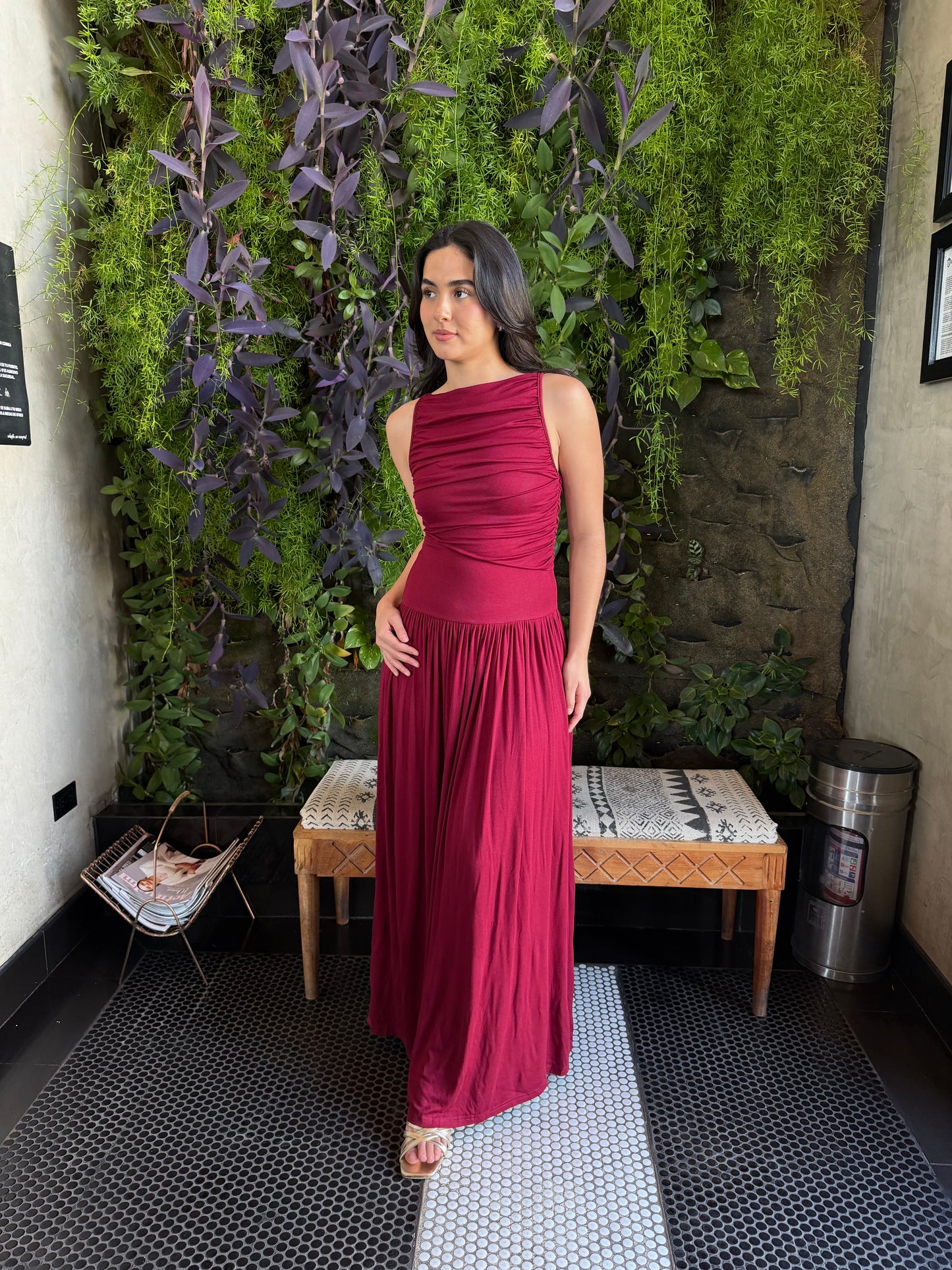 Vestido Corrugado-Guinda