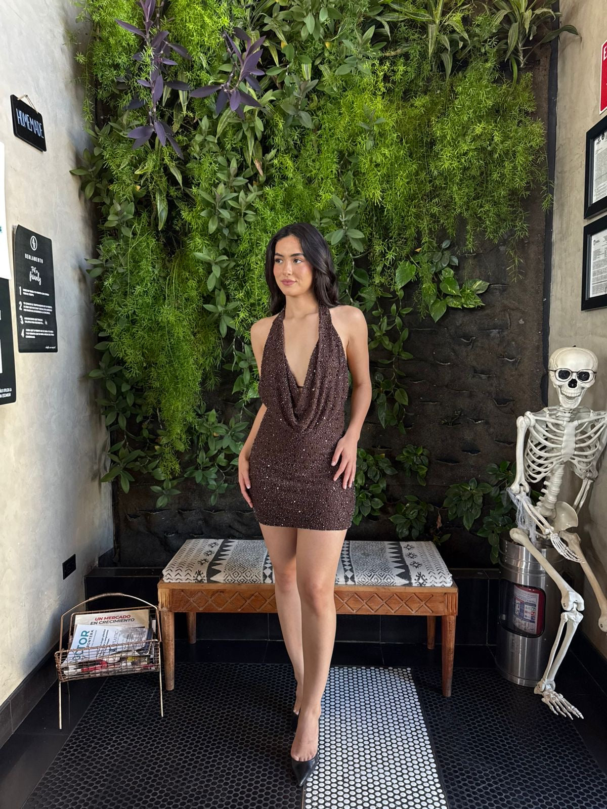 Vestido Halter Pedrería