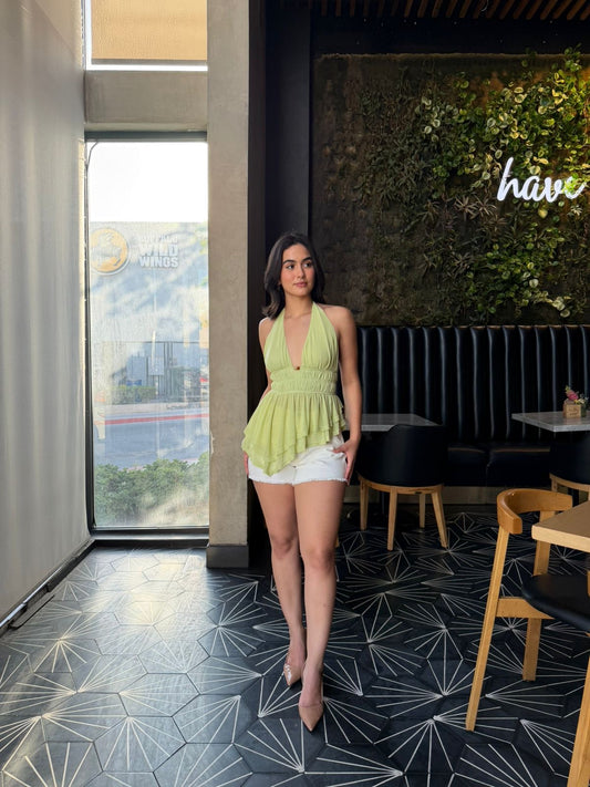 Top Halter Asimetrico Verde