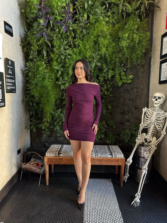 Vestido Corrugado Manga Larga