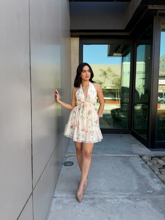 Vestido Halter Flores - Butter