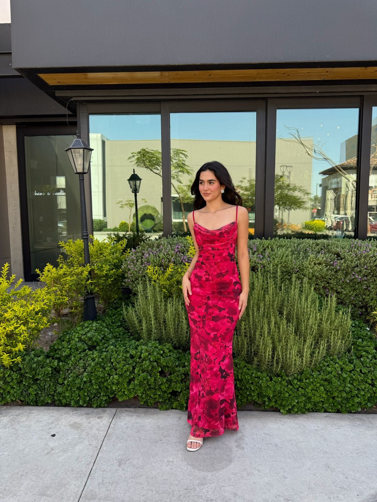 Vestido Mesh Estampado Fucsia