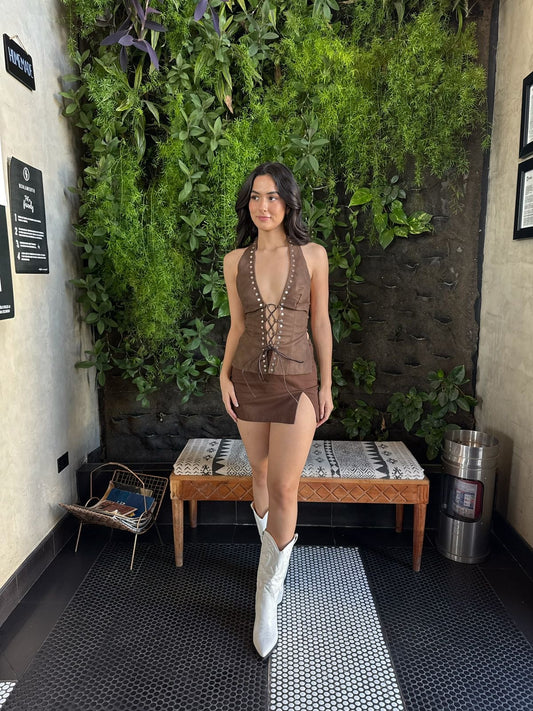 Blusa Halter estilo Cuero