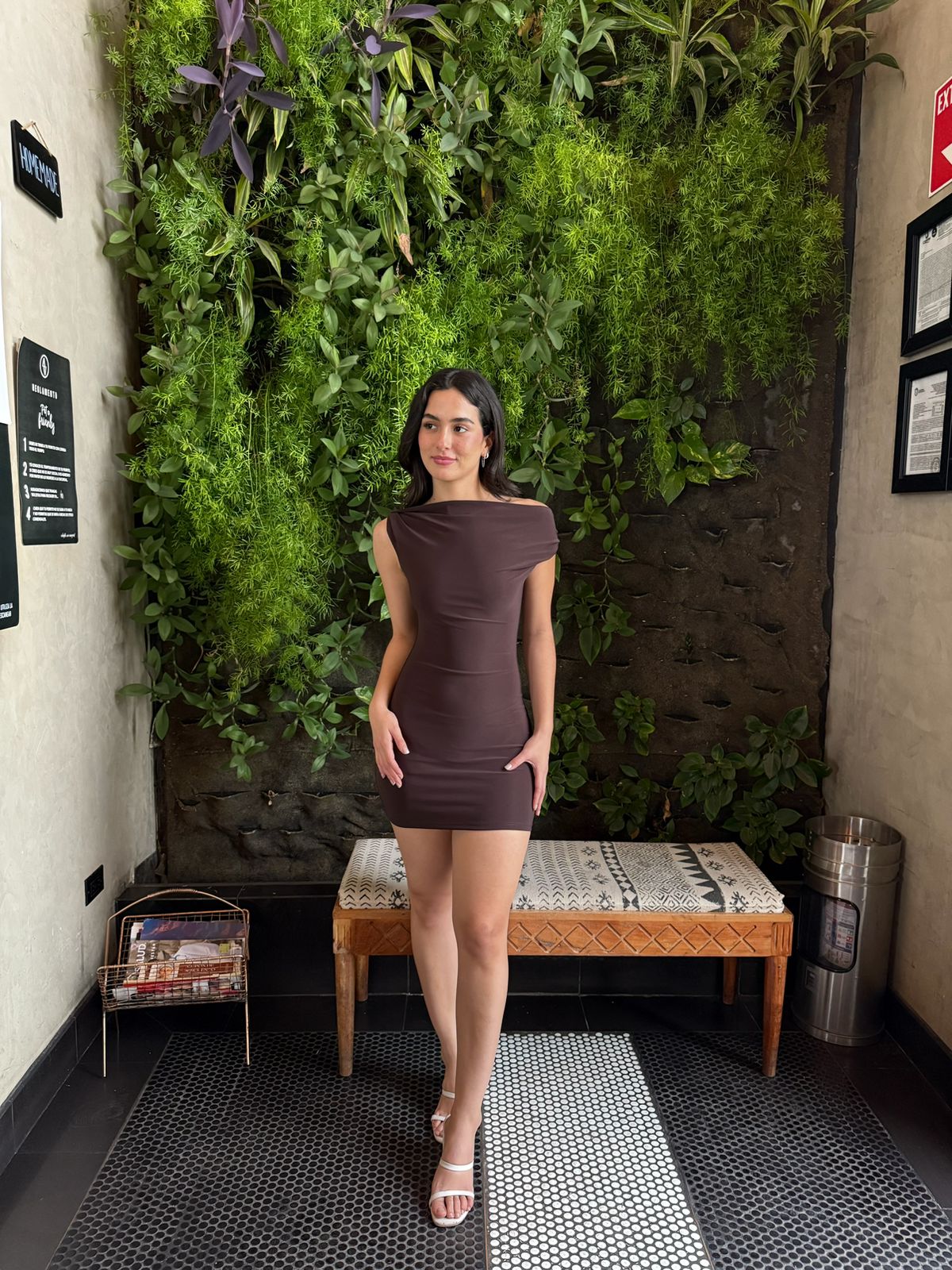 Vestido Liso hombro caido