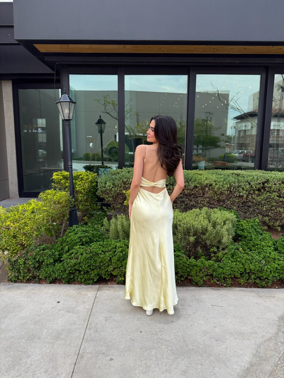 Vestido Largo Satin Amarillo