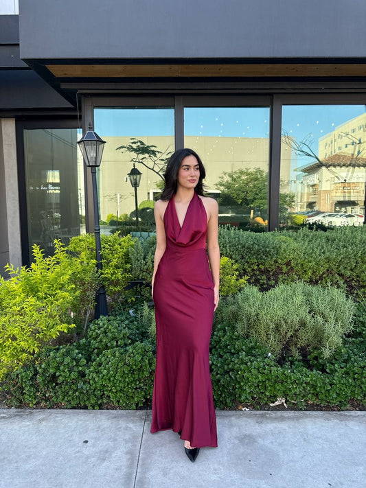 Vestido Halter Satin Largo