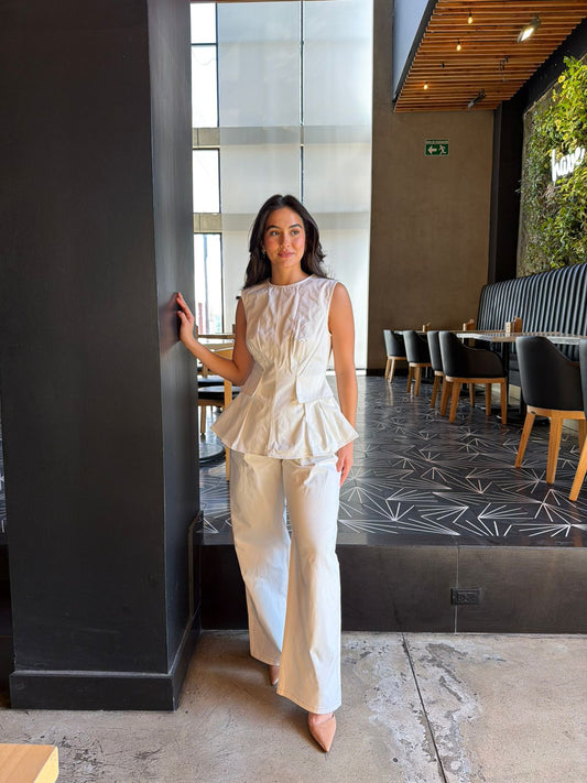 Conjunto Denim Crema