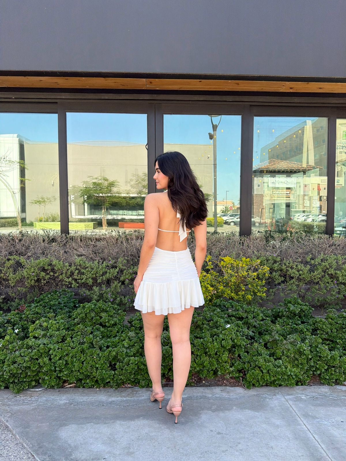 Vestido Halter Mesh Blanco