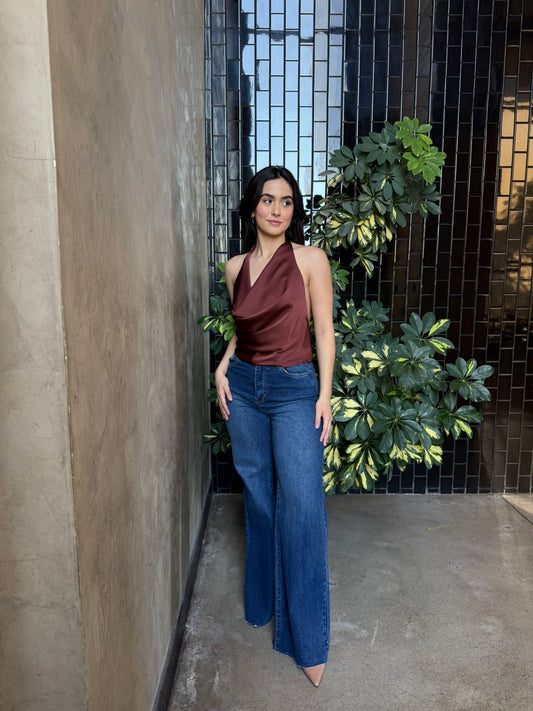 Blusa Halter Satinada