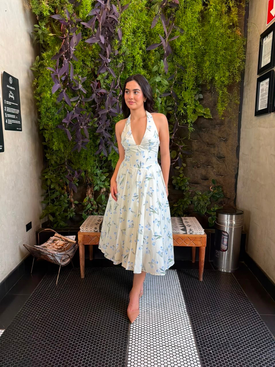 Vestido Halter Flores