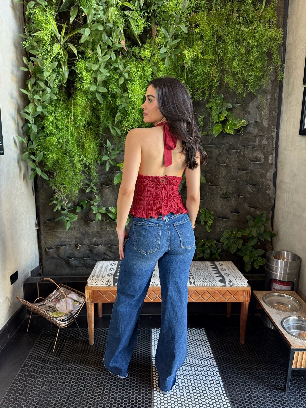 Blusa Halter Corrugada