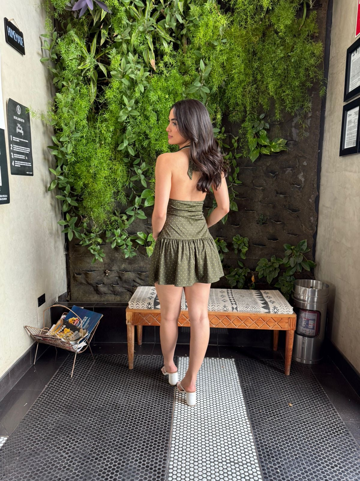 Vestido Halter Dots Verde