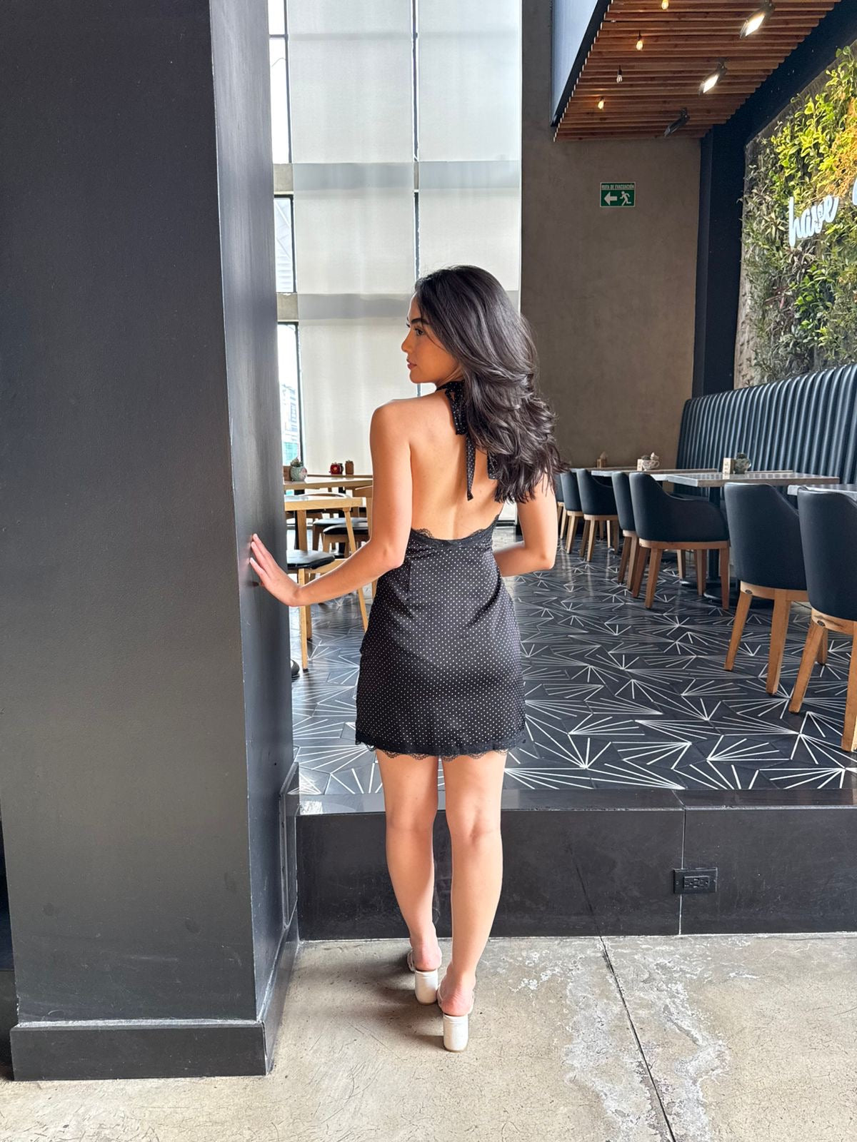 Vestido Halter Dots con Encaje