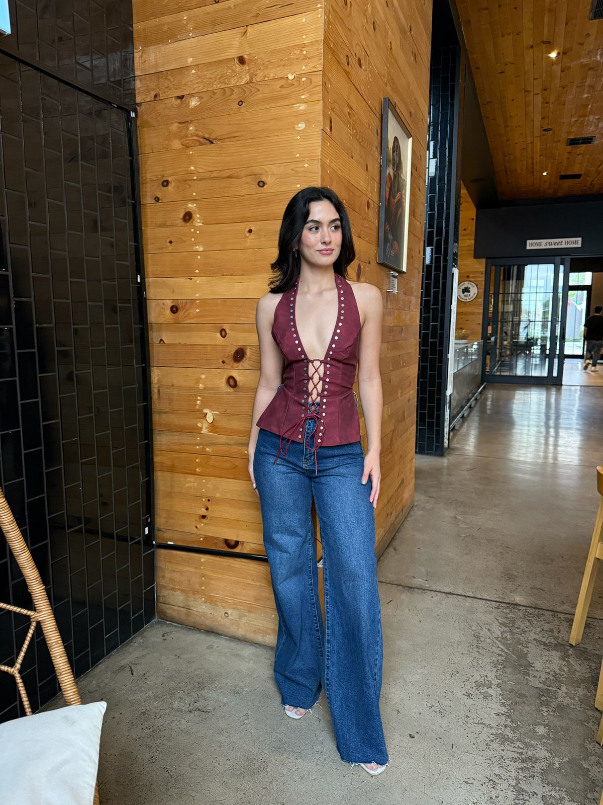 Blusa Halter estilo Cuero