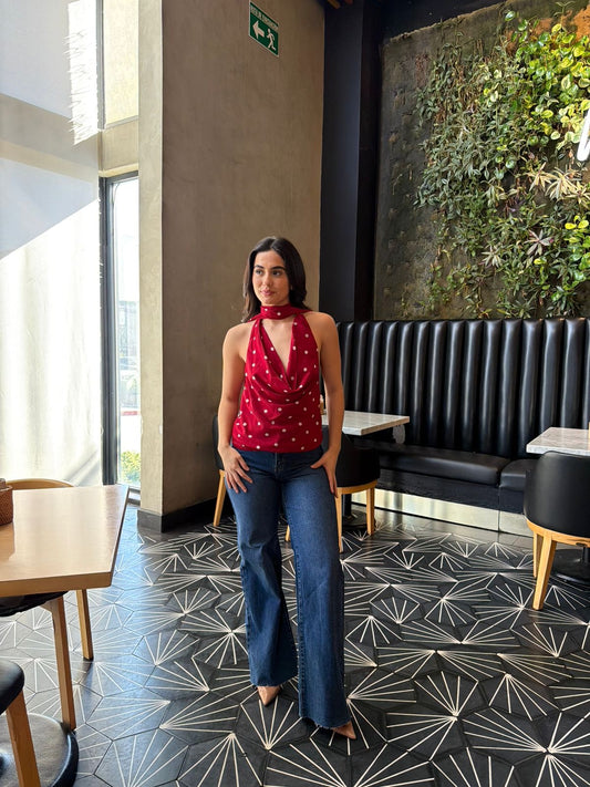 Blusa Dots con Mascada - Rojo