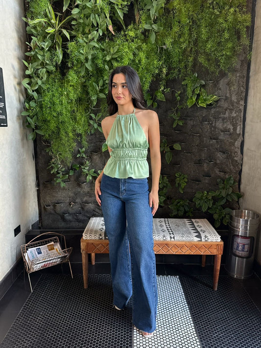 Blusa Satin Escote Espalda