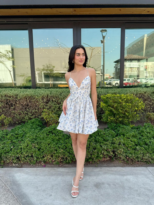 Vestido escote flores
