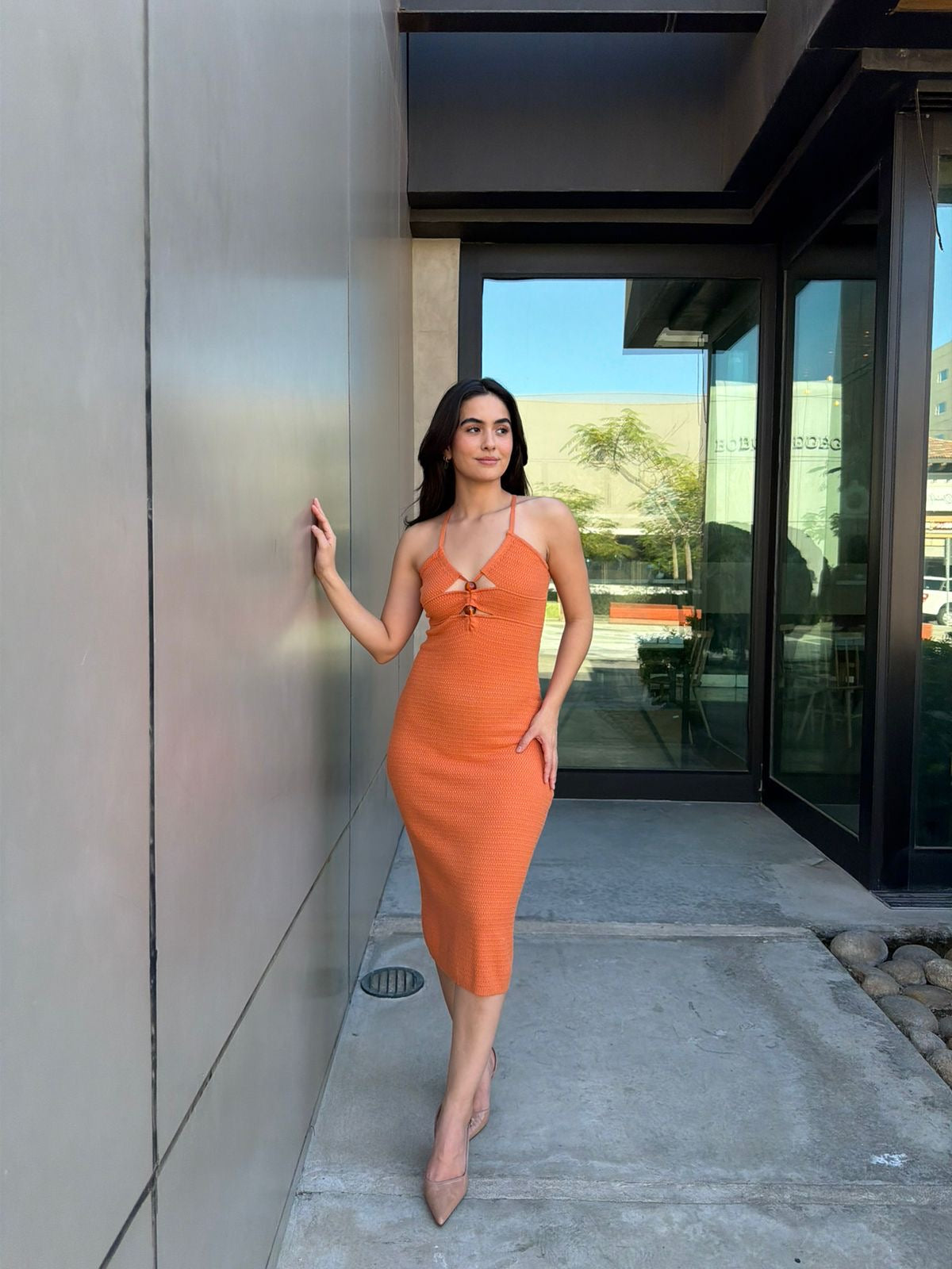 Vestido Playero Midi - Anaranjado