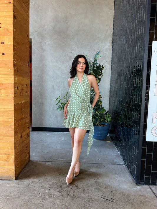 Vestido Halter Dots Verde