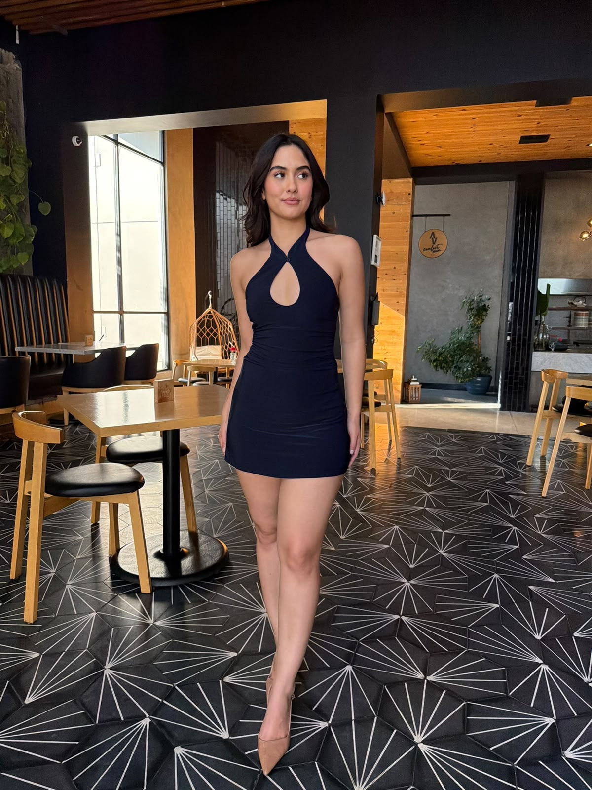 Vestido Halter con Escote - Navy