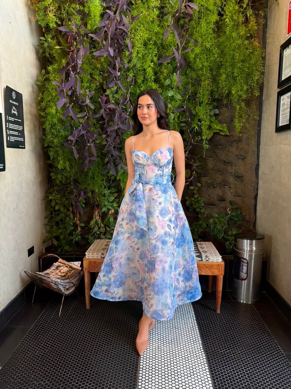 Vestido Azul Flores