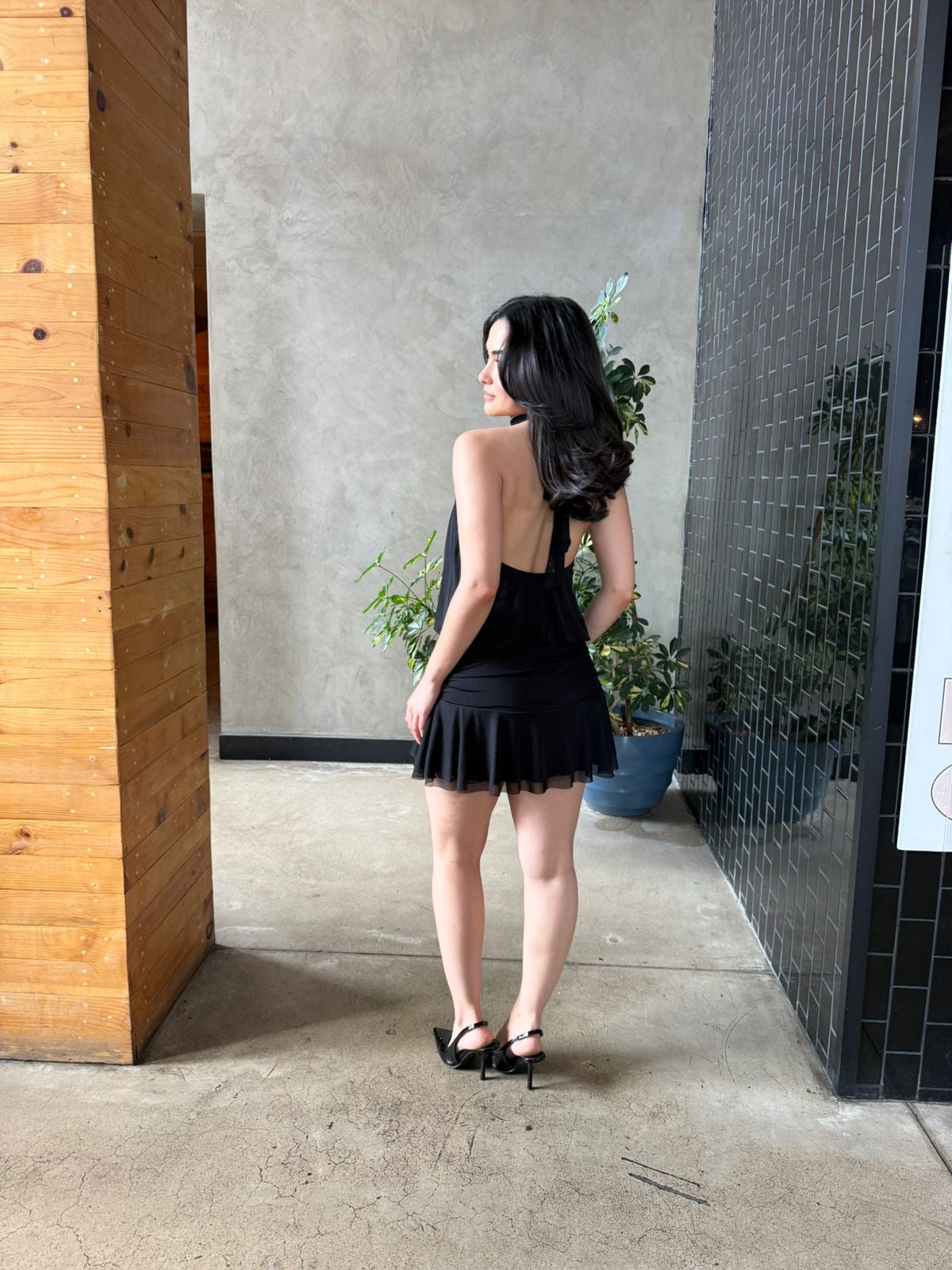 Vestido Halter Olan Bombacho