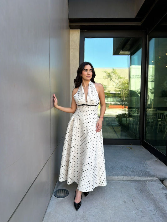 Vestido Halter Dots con Moño