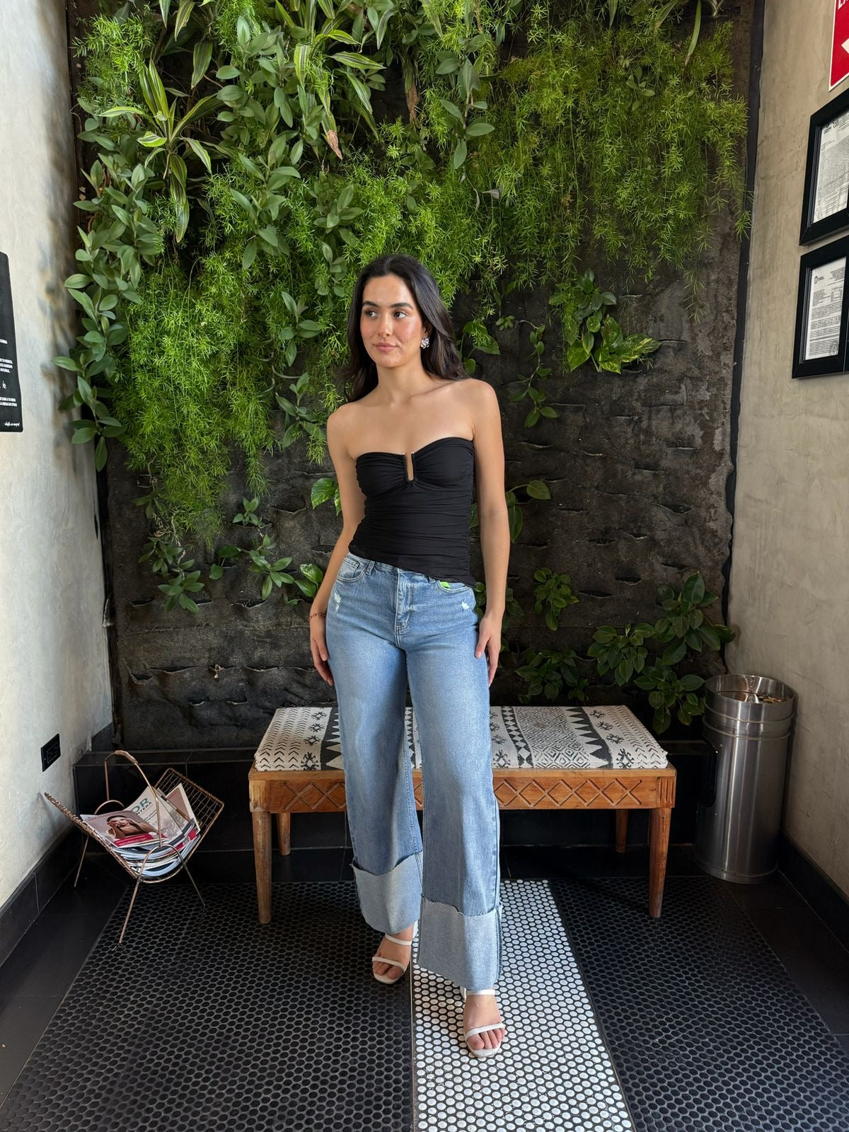 Top Strapless Corrugado