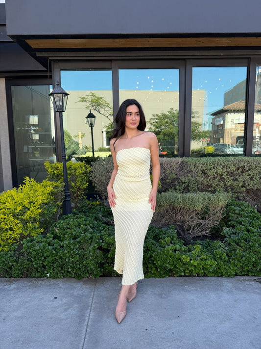 Conjunto Midi Strapless - Amarillo